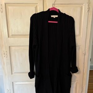 LOFT Black Ribbed Cardigan